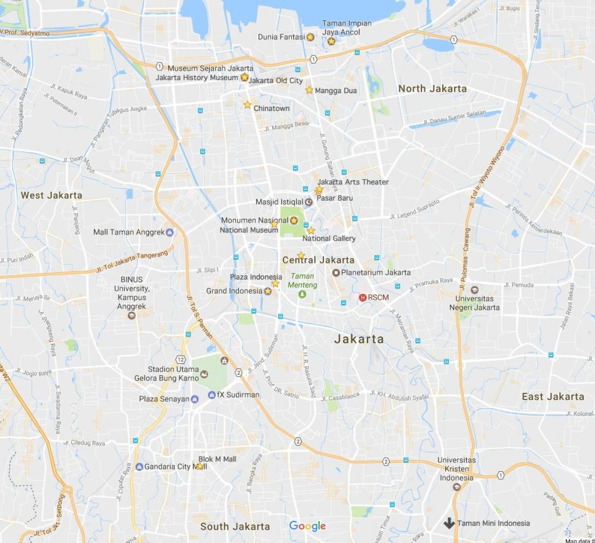 Jakarta haritası merkezleri