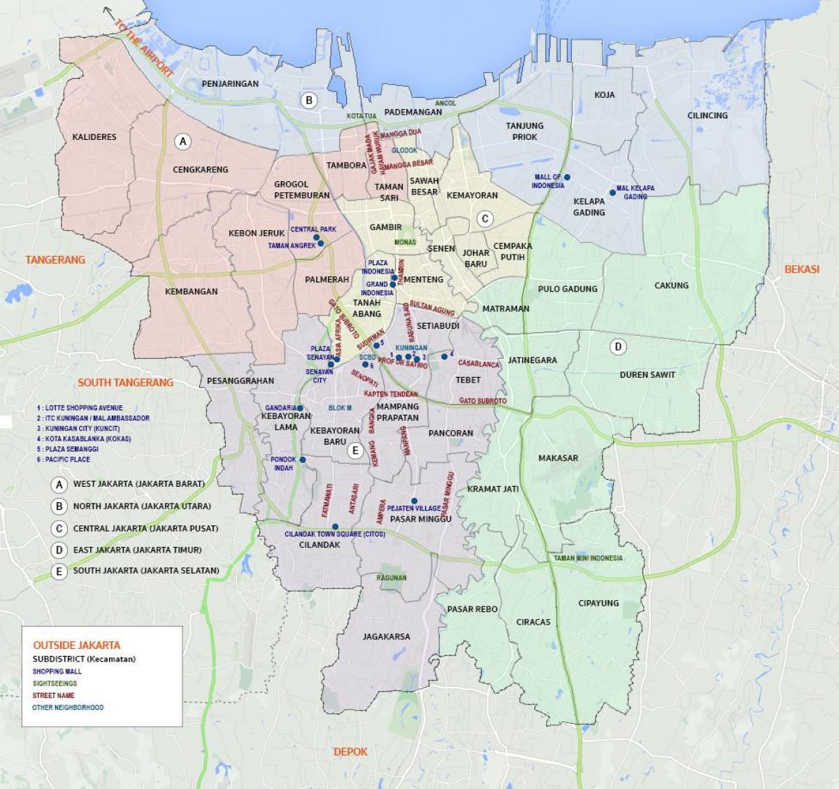 Endonezya'nın başkenti şehir haritası